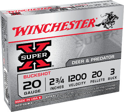 Winchester SuperX 20ga 20 Pellets 3 Buck 1200fps *XB203