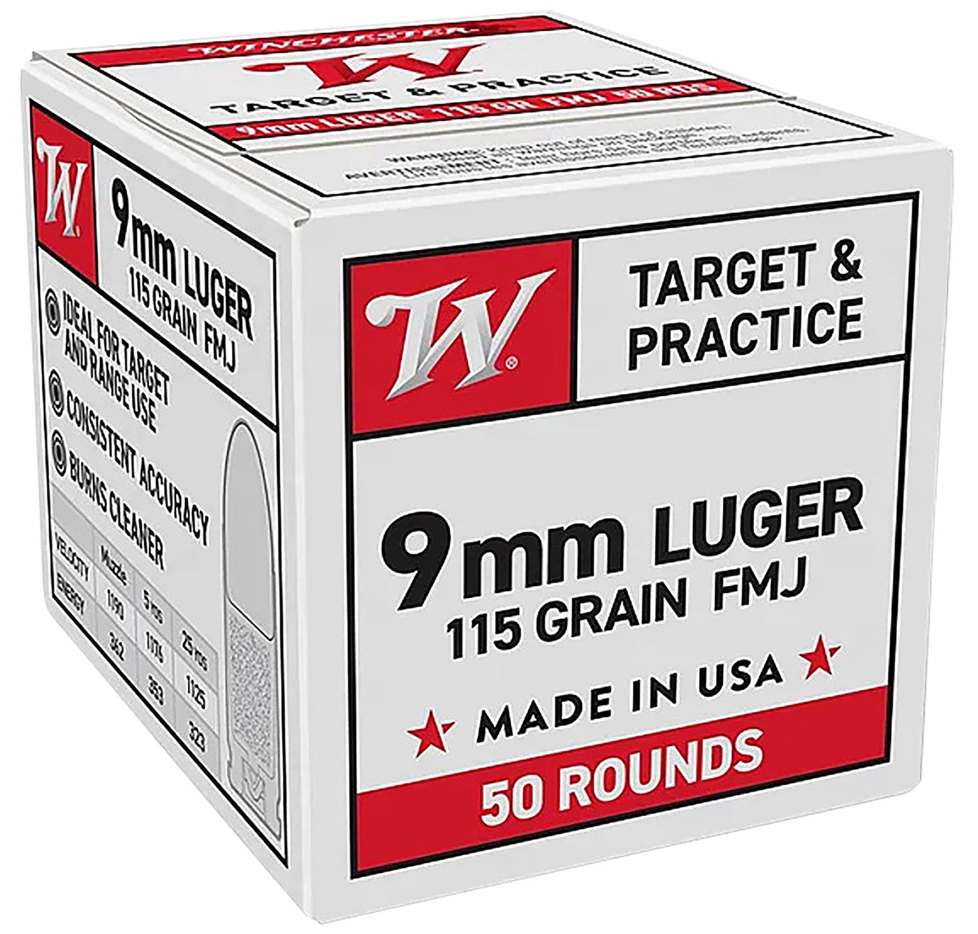 Winchester 9mm 115gr FMJ (50ct) #W9MM50