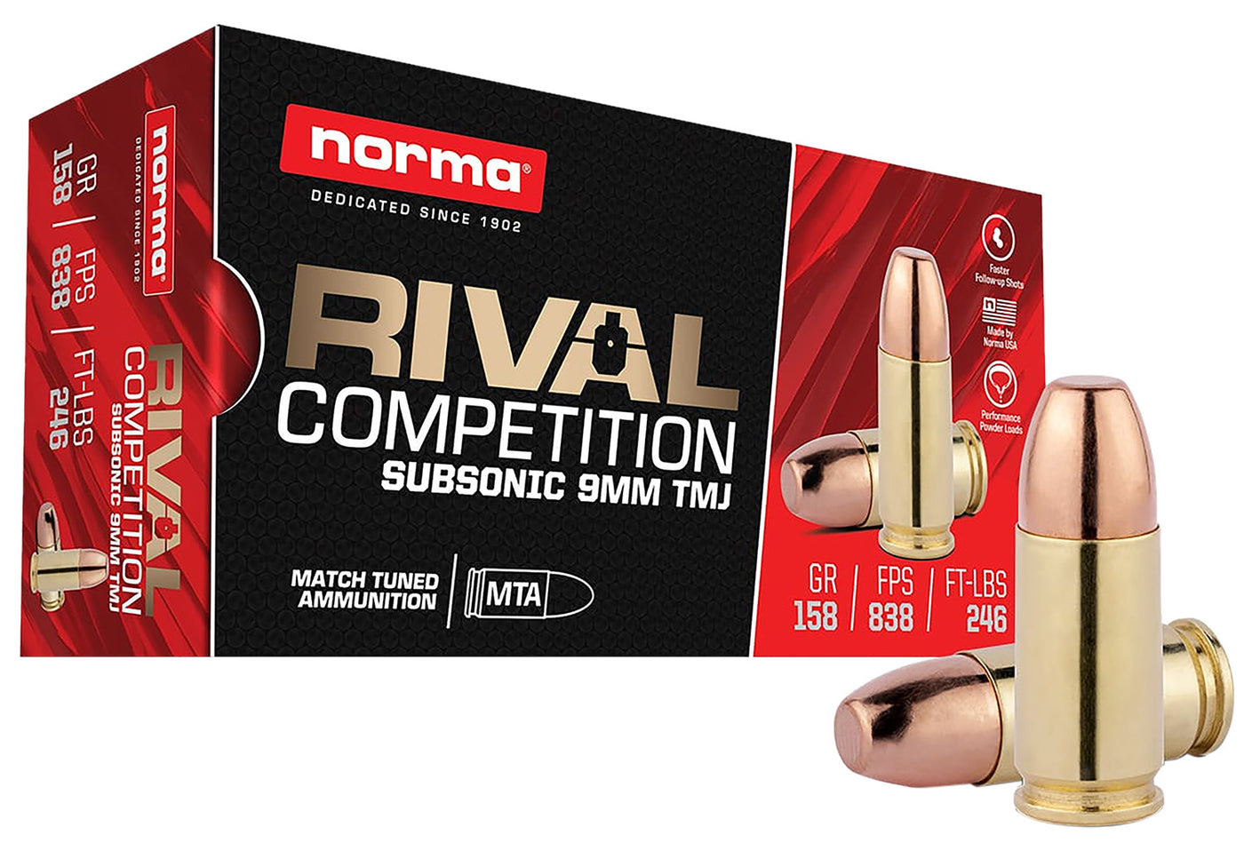 Norma Rival 9mm 158gr TMJ