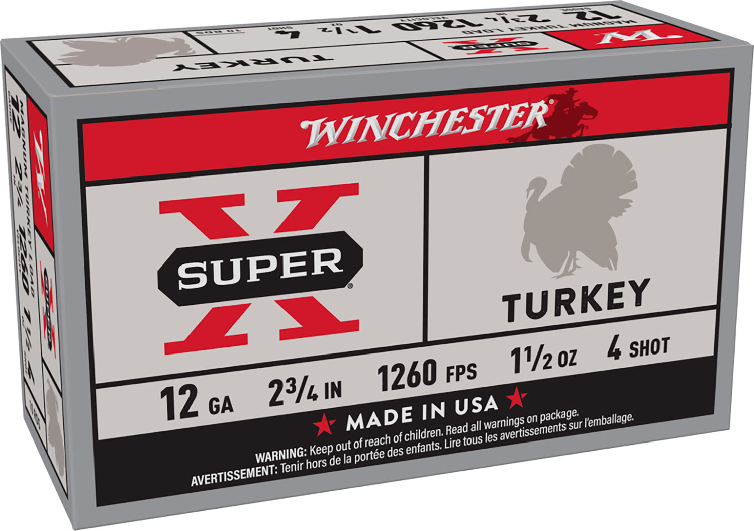 Winchester Super X 12ga 2 3/4" 1-1/2oz #4 1260FPS