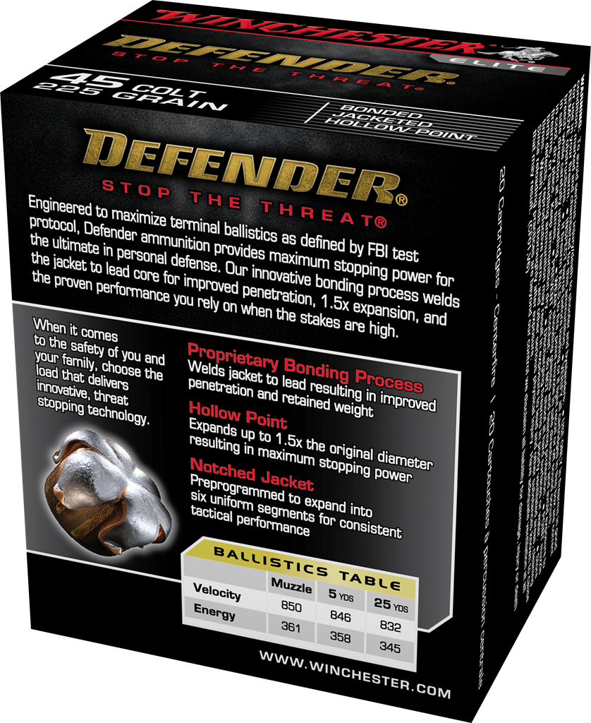 Winchester Elite 45 Colt 225gr JHP