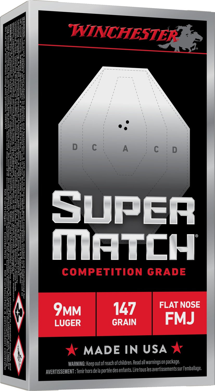 Winchester Super Match 9mm 147gr FMJ 50ct