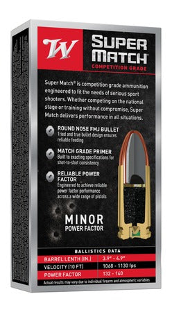 Winchester Super Match 9mm 124gr FMJ 50ct