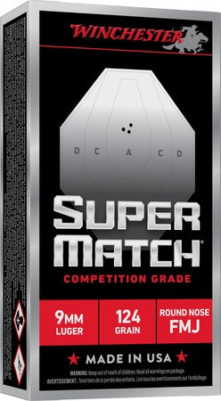 Winchester Super Match 9mm 124gr FMJ 50ct