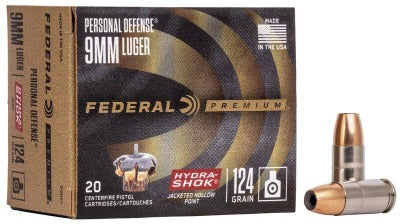 Federal 9mm 124gr Hydra-Shok