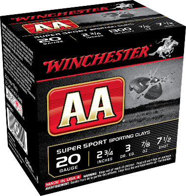 Winchester AA 20ga 7/8oz. #7.5 1300FPS *AASC207
