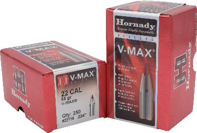 Hornady 22cal 55gr V-Max #22716 250ct