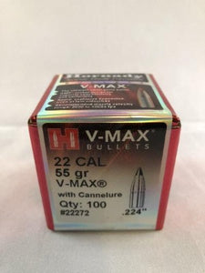 Hornady 22cal 55gr V-Max w/ Cannelure #22272 - BLUE COLLAR RELOADING