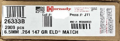 Hornady 6.5mm 147gr ELD-Match #26333B