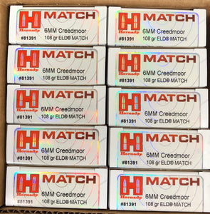 Hornady 6mm Creedmoor 108gr ELD-Match
