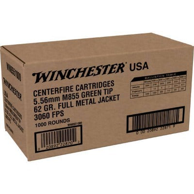 Winchester 5.56mm 62gr FMJ M855 (1000ct)