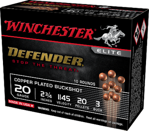 Winchester Defender 20ga 20 Pellets 3 Buck 1145fps *SB203PD
