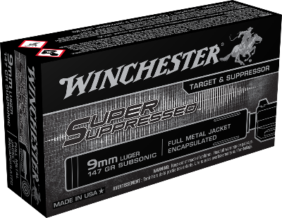 Winchester 9mm 147gr FMJ-E Super Suppressed