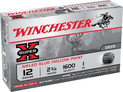 Winchester 12ga 1oz Rifled Slug HP 1600fps *X12RS15