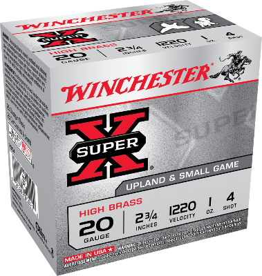 Winchester SuperX 20ga 1oz #4 1220fps *X204
