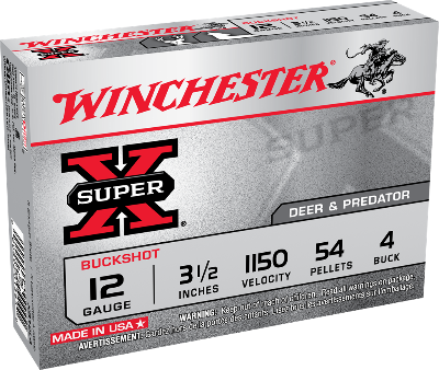 Winchester 12ga 3-1/2" 54 Pellets #4 Buck 1150fps *XB12L4
