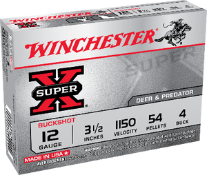 Winchester 12ga 3-1/2" 54 Pellets #4 Buck 1150fps *XB12L4