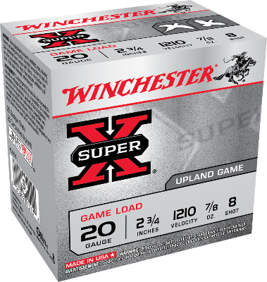 Winchester SuperX 20ga 7/8oz #8 1210fps *XU208