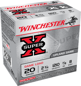 Winchester SuperX 20ga 7/8oz #8 1210fps *XU208